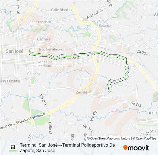 Mapa de SAN JOSE - SAN PEDRO - BARRIO PINTO de autobús