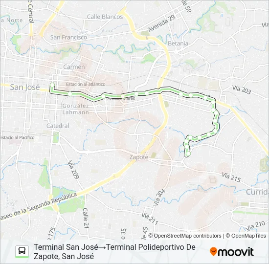 SAN JOSE - SAN PEDRO - BARRIO PINTO Bus Line Map