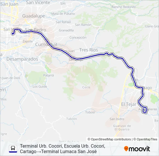 URB. COCORÍ - SAN JOSÉ (ESPECIALES) Bus Line Map