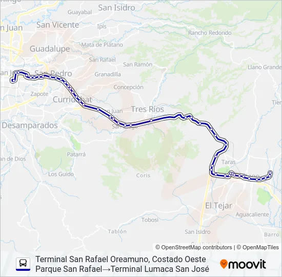SAN RAFAEL OREAMUNO - SAN JOSÉ (ESPECIALES) Bus Line Map