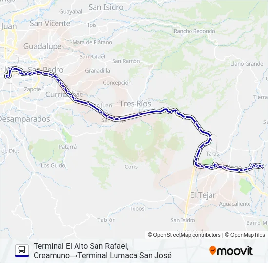 SAN RAFAEL OREAMUNO - SAN JOSÉ (ESPECIALES) Bus Line Map