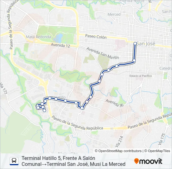 SAN JOSÉ - HATILLO 5 Bus Line Map