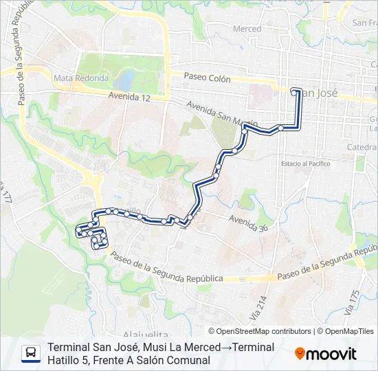 SAN JOSÉ - HATILLO 5 Bus Line Map