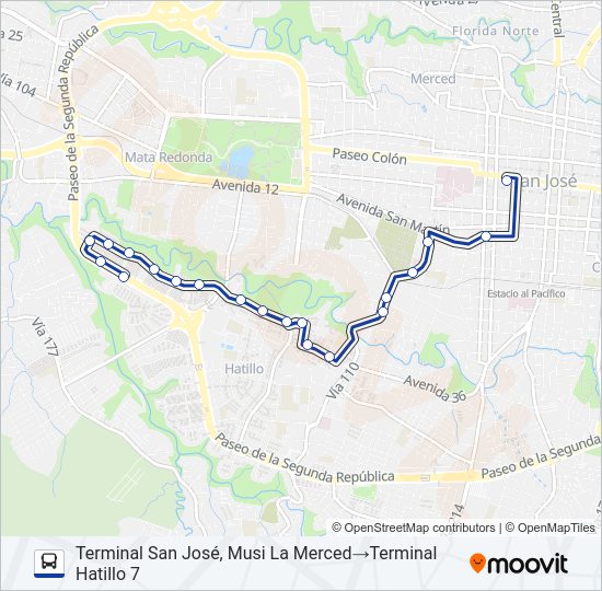 SAN JOSÉ A HATILLO 8 Bus Line Map