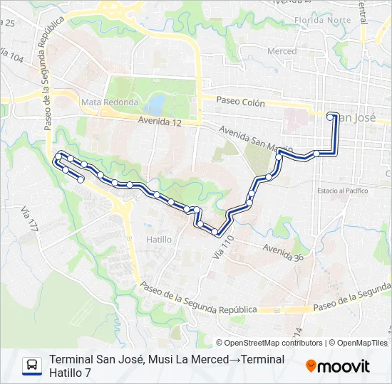 SAN JOSÉ A HATILLO 8 Bus Line Map