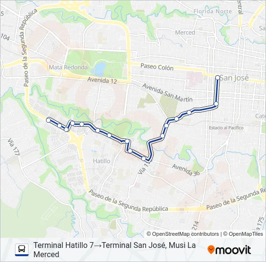 SAN JOSÉ A HATILLO 8 Bus Line Map