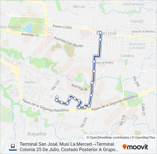 SAN JOSÉ - COLONIA KENNEDY POR SAN SEBASTIÁN Bus Line Map