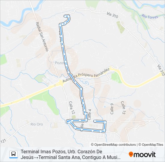Mapa de SANTA ANA - POZOS de autobús