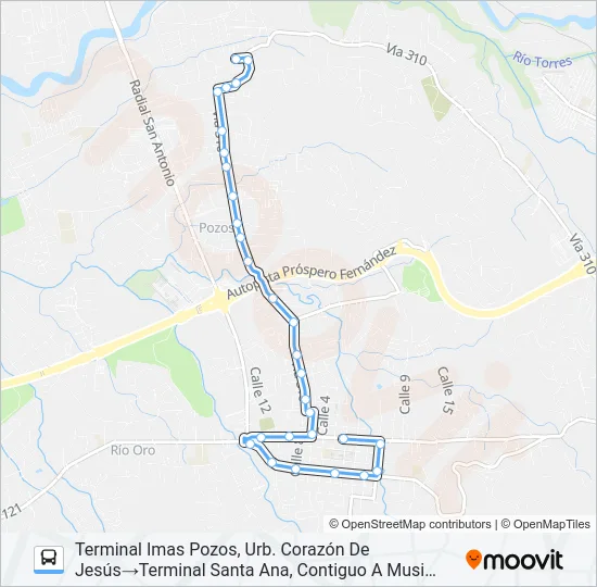 SANTA ANA - POZOS Bus Line Map