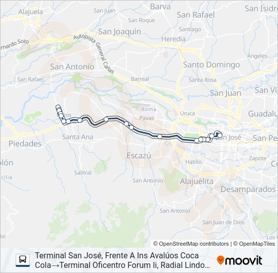 Mapa de SAN JOSE - FORUM 2 de autobús