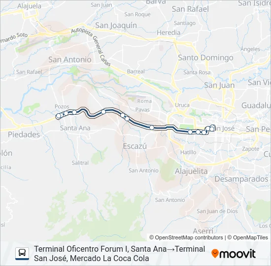 SAN JOSÉ - FORUM 1 Bus Line Map