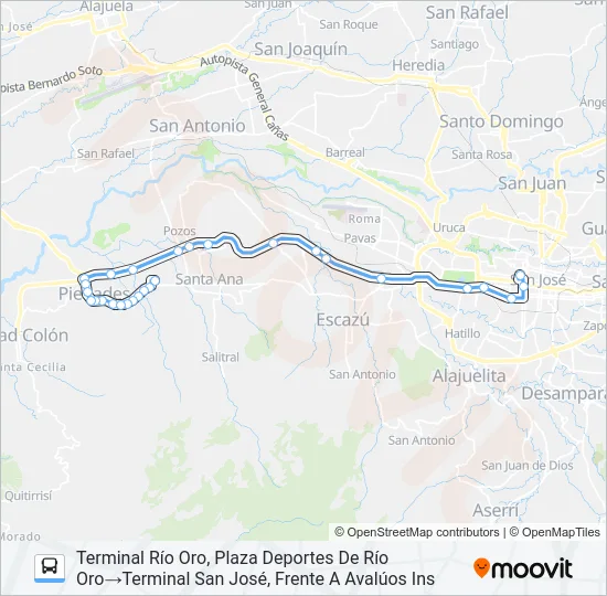 Mapa de SAN JOSÉ - RÍO ORO de autobús