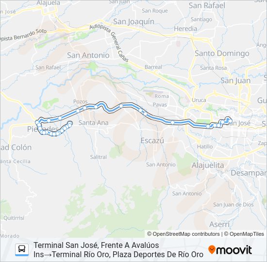 SAN JOSÉ - RÍO ORO Bus Line Map