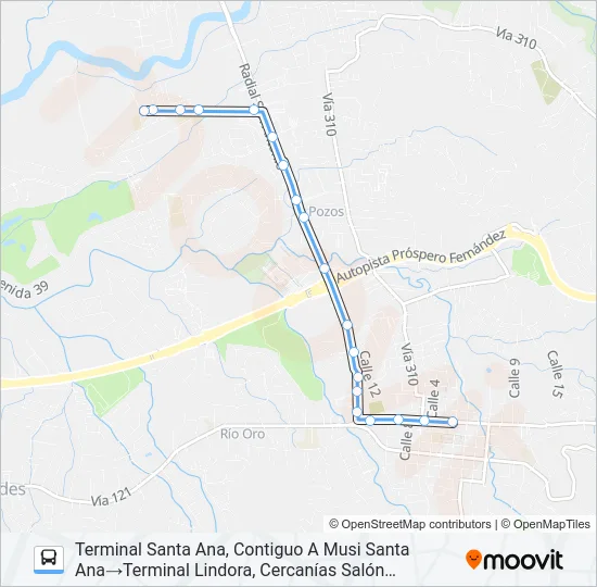 SANTA ANA - LINDORA Bus Line Map