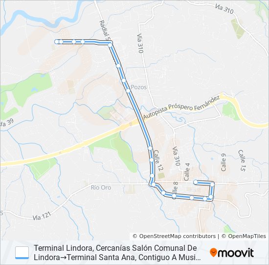 SANTA ANA - LINDORA bus Line Map