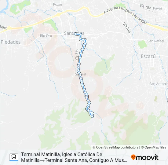SANTA ANA - MATINILLA Bus Line Map