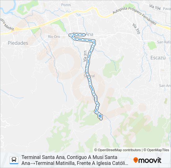 Mapa de SANTA ANA - MATINILLA de autobús