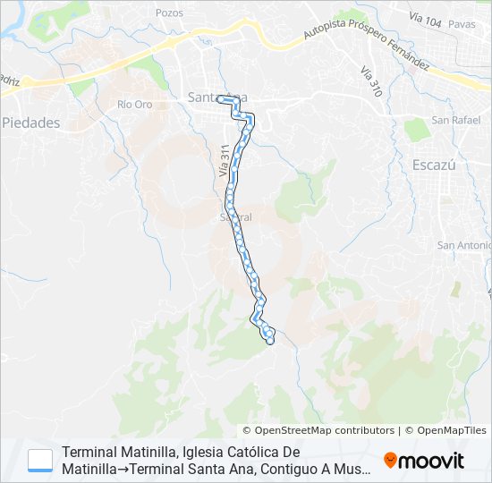 Mapa de SANTA ANA - MATINILLA de autobús
