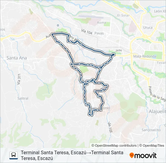 CIRCUNVALACIÓN ESCAZÚ #1 Bus Line Map