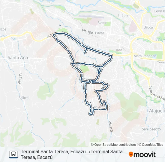 CIRCUNVALACIÓN ESCAZÚ #2 Bus Line Map