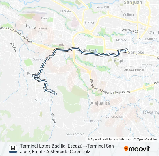 SAN JOSÉ - ESCAZÚ - LOTES BADILLA Bus Line Map
