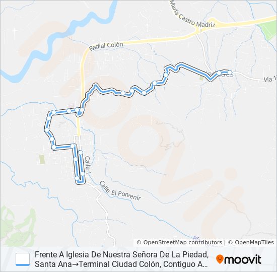 PERIFÉRICA CIUDAD COLÓN - PIEDADES bus Line Map
