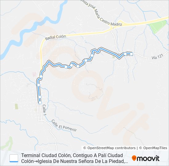 Mapa de PERIFÉRICA CIUDAD COLÓN - PIEDADES de autobús