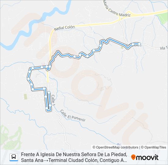 Mapa de PERIFÉRICA CIUDAD COLÓN - PIEDADES de autobús