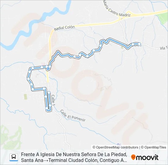 PERIFÉRICA CIUDAD COLÓN - PIEDADES Bus Line Map