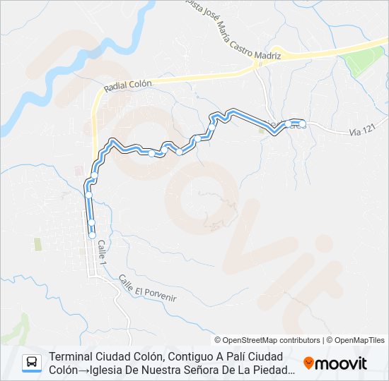 Mapa de PERIFÉRICA CIUDAD COLÓN - PIEDADES de autobús