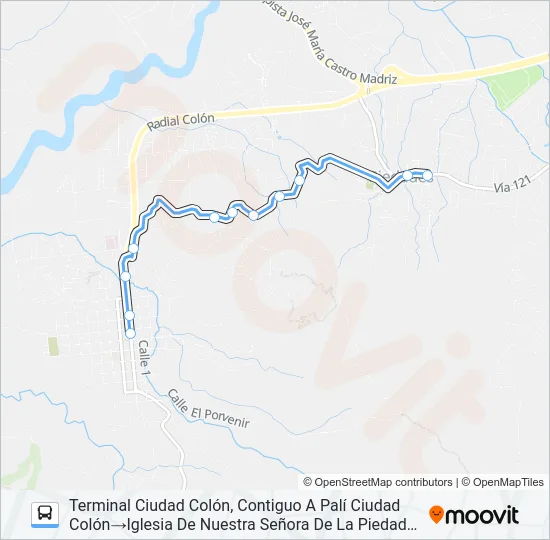 PERIFÉRICA CIUDAD COLÓN - PIEDADES Bus Line Map