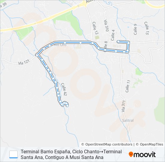 SANTA ANA - BARRIO ESPAÑA POR CEBADILLA bus Line Map
