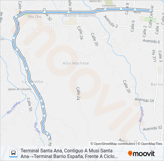 Mapa de SANTA ANA - BARRIO ESPAÑA POR LA CHIMBA de autobús