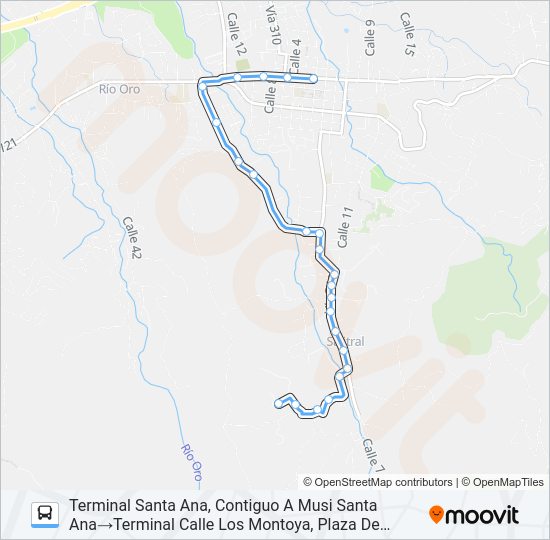 Mapa de SANTA ANA - QUEBRADOR - CALLE LOS MONTOYA de autobús