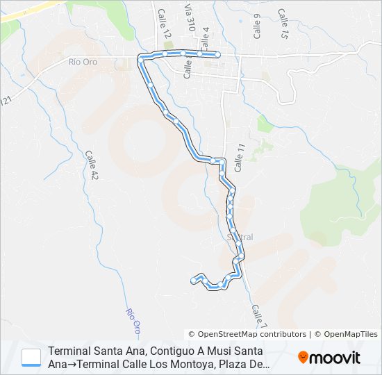 Mapa de SANTA ANA - QUEBRADOR - CALLE LOS MONTOYA de autobús