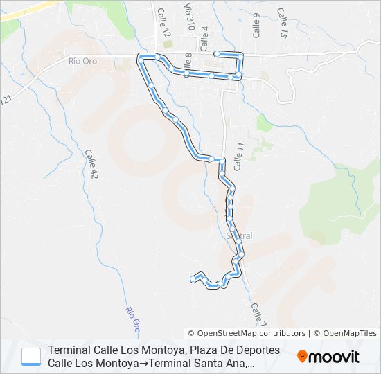 Mapa de SANTA ANA - QUEBRADOR - CALLE LOS MONTOYA de autobús