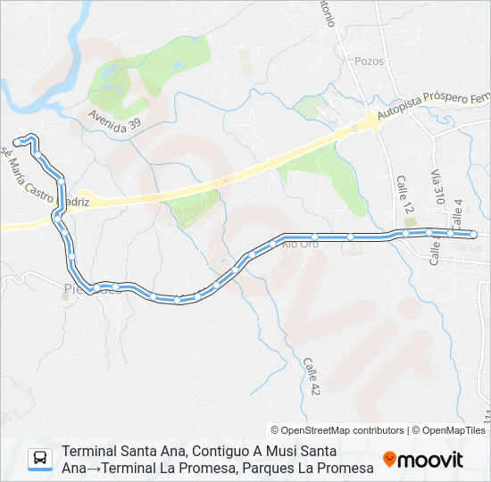 SANTA ANA  - BARRIO LOS ÁNGELES - LA PROMESA Bus Line Map