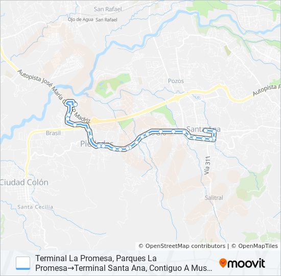 Mapa de SANTA ANA  - BARRIO LOS ÁNGELES - LA PROMESA de autobús