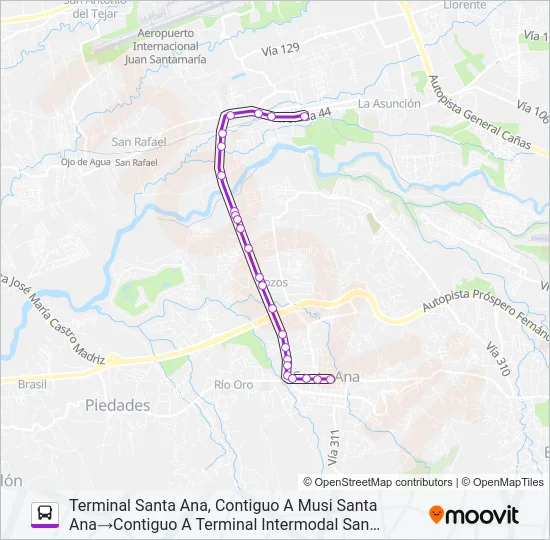 SANTA ANA - SAN ANTONIO DE BELÉN Bus Line Map