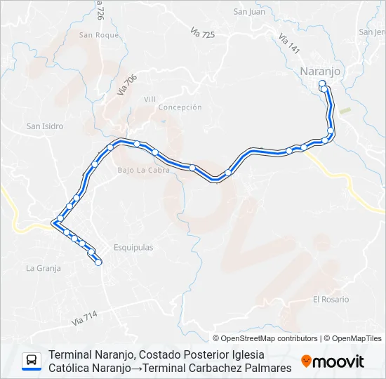 NARANJO - PALMARES Bus Line Map