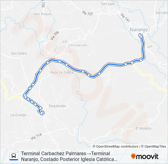 NARANJO - PALMARES Bus Line Map
