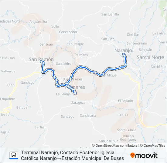 SAN RAMÓN - NARANJO Bus Line Map