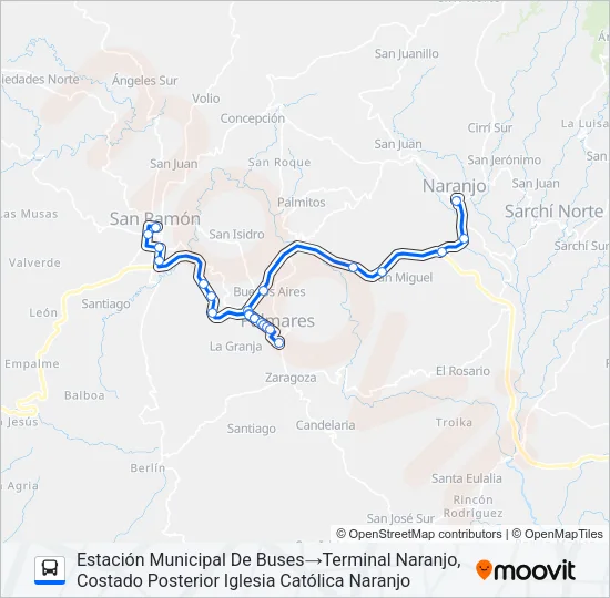 SAN RAMÓN - NARANJO Bus Line Map