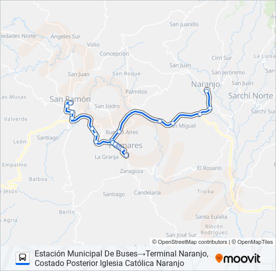 SAN RAMÓN - NARANJO bus Line Map