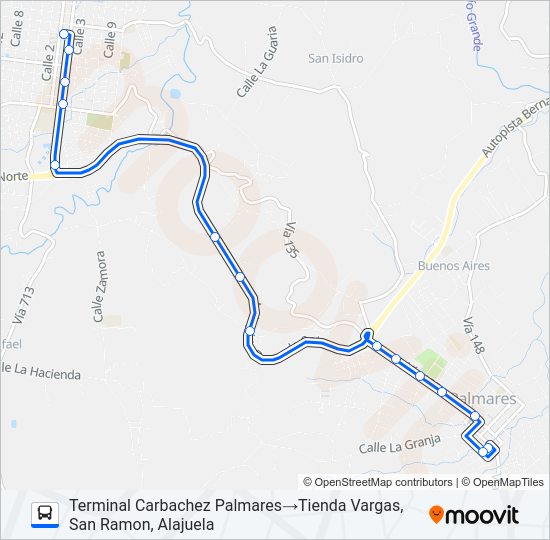 SAN RAMÓN - PALMARES Bus Line Map