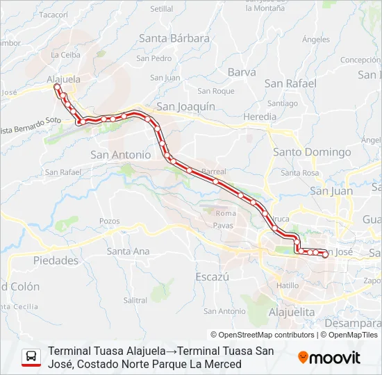 SAN JOSÉ - ALAJUELA COLECTIVO Bus Line Map