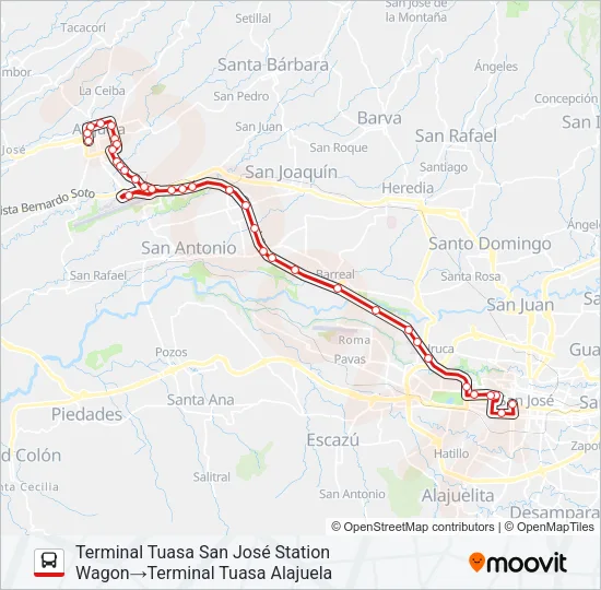 SAN JOSÉ - ALAJUELA COLECTIVO Bus Line Map