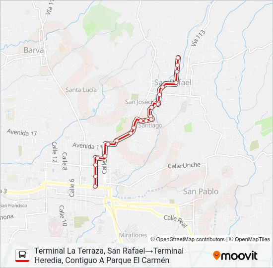 HEREDIA - TERRAZA Bus Line Map