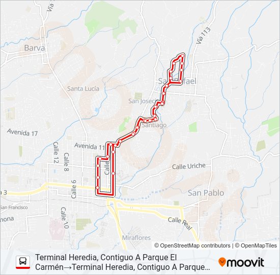 Mapa de HEREDIA - TERRAZA de autobús