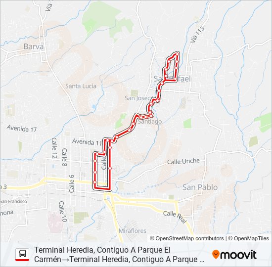 HEREDIA - TERRAZA bus Line Map